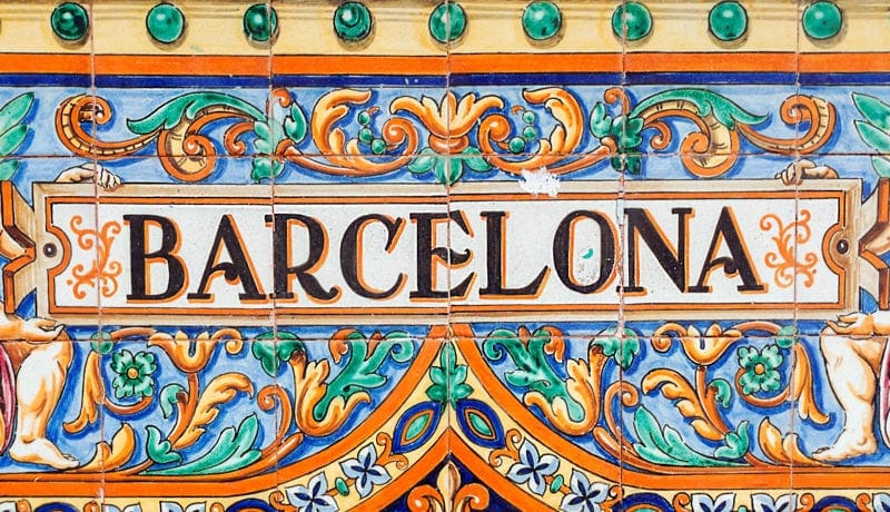 Beautiful tiles spelling Barcelona