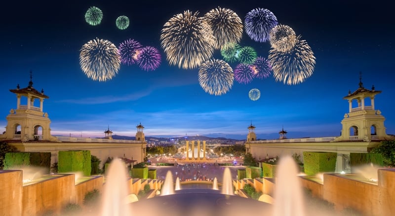 Fireworks at Placa Espanya Barcelona