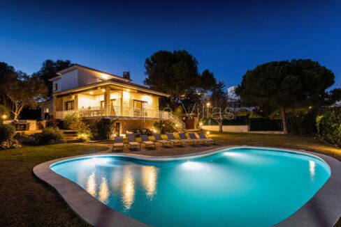 Beautiful Villa Koh Samui at night, in Sitges, Barcelona