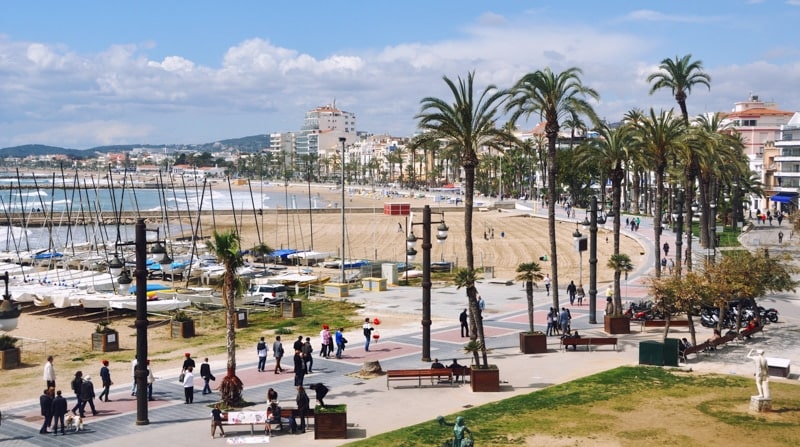 A view of Fragata beach in Sitges