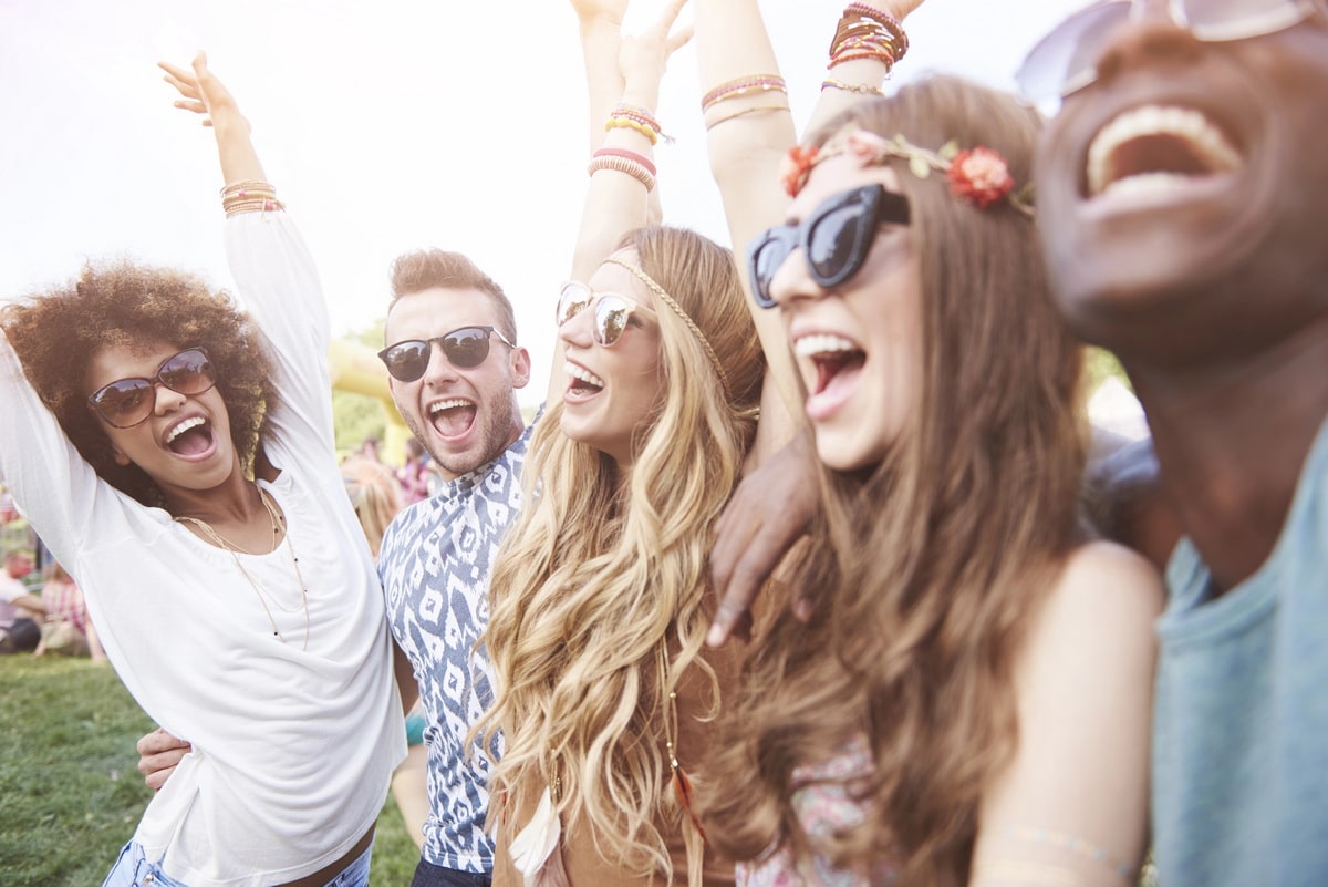 A group of young people having fun at one of the many festivals in Barcelona