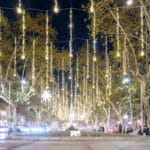 Lights in Passeig de Gracias in Barcelona at Christmas time.